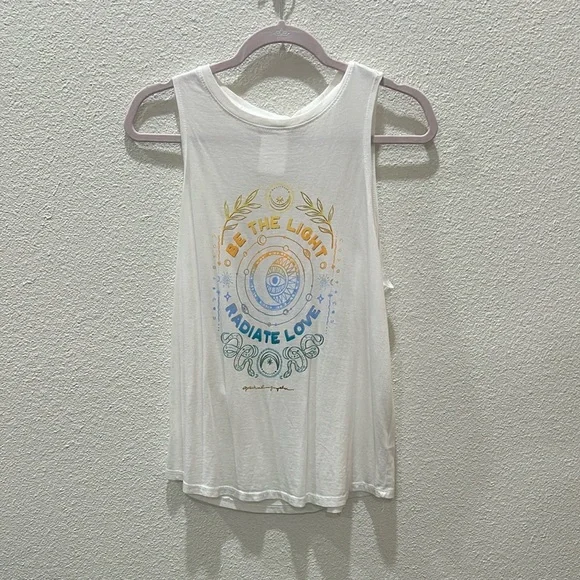 NWT Spiritual Gangster Jade Muscle Tank Top Be The Light Radiate Love White S - Picture 3 of 9